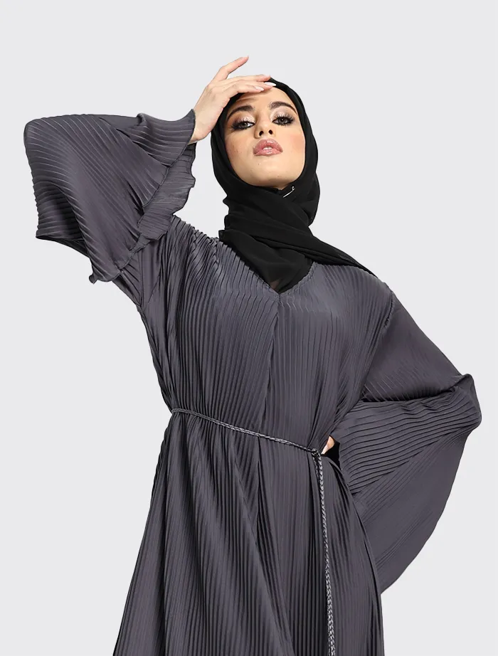 Grey Pleated Abaya